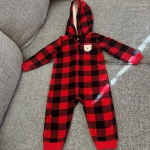 18M Carter's Red and Black Plaid Footie